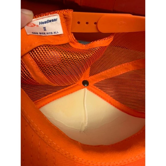 Yellow VINTAGE 1980's Trucker Hat Snapback Mesh By Headwear Orange Baseball Cap - Picture 2 of 4